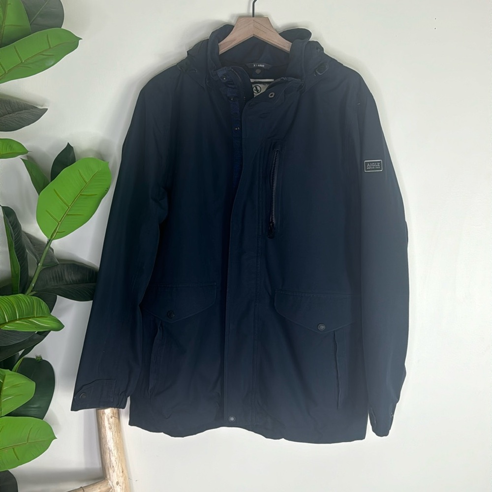 Aigle Waterproof Navy Parka Goretex With Hood Womens